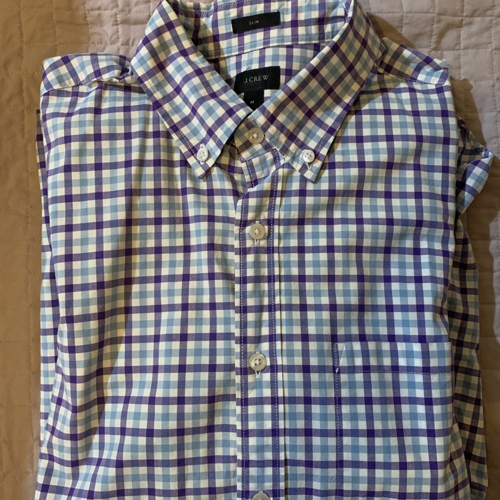J crew dress shirt (blue/purple check pattern) medium